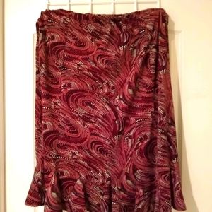 Multi-colored mid-length skirt.
